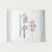 Foto-Stand von Red and White Quinceanera Wandteppich (Vorderseite (Horizontal))