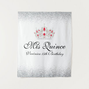 Foto-Stand von Red and White Quinceanera Wandteppich