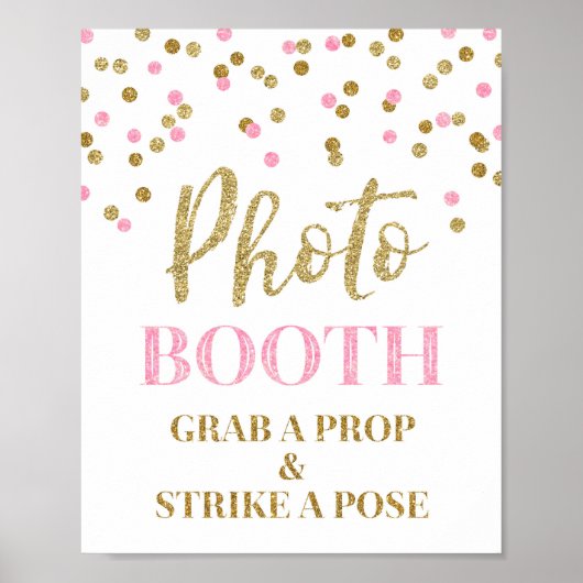 Foto Stand Wedding Sign Gold Pink Confetti Poster (Vorne)
