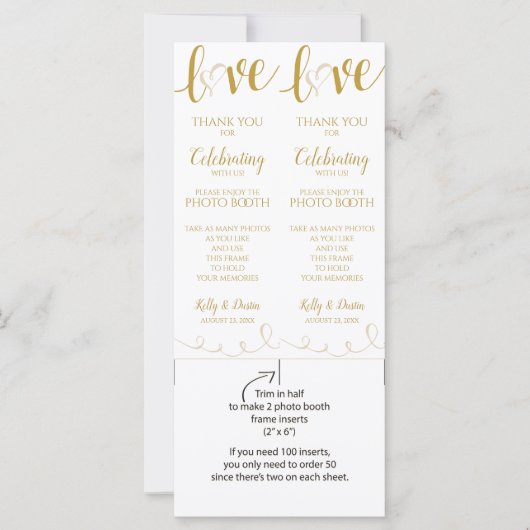 Foto-Standkarten | Liebe Script - Gold & Beige (Vorderseite)