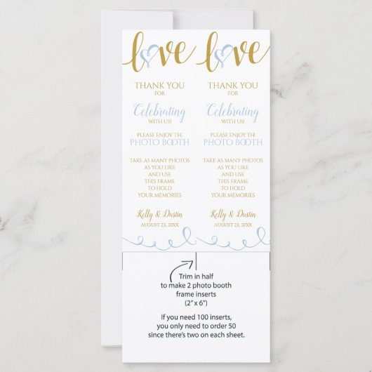 Foto-Standkarten | Liebe Script - Light Blue & Gol (Vorderseite)