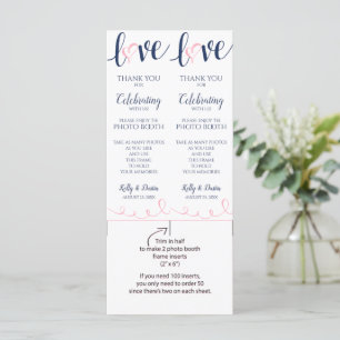 Foto-Standkarten   Liebe Script - Navy & Pink