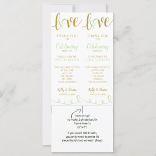 Foto-Standkarten   Liebe Script - Pale Green & Gol