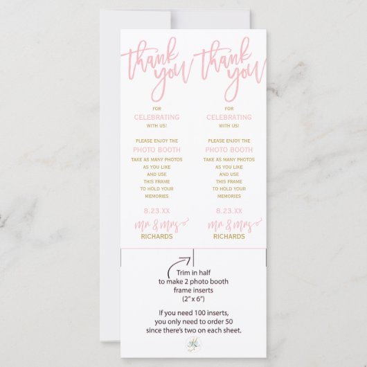 Foto-Standrahmen-Beilagen | Pinsel (Rosa und Gold) (Vorderseite)