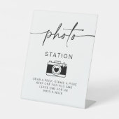 Foto Station Minimalistische Hochzeitsschrift Sockelschild (Vorderseite)