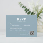 Foto Staub Blau QR Code Hochzeit RSVP Karte (Stehend Vorderseite)