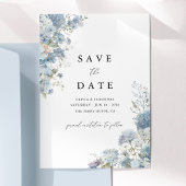Foto Staubblau Wasserfarbe Florale Hochzeit Save The Date