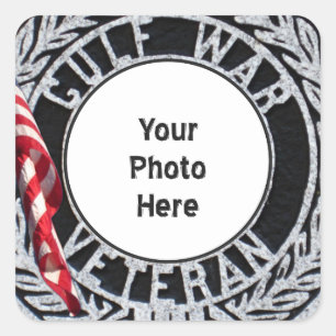 Foto-Sticker für Veteranen im Persischen Golfkrieg Quadratischer Aufkleber