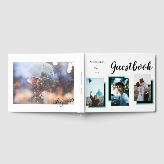 Foto Story Wedding White Modern Gästebuch (Voll)