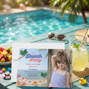 Foto-Strandparty-Geburtstag, Sommer-Strand-Geburts Einladung