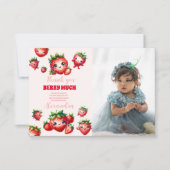 Foto Strawberry Berry Erster Geburtstag Dankeskarte (Vorderseite)