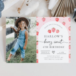 Foto Strawberry Birthday Einladung | Erdbeere