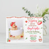 Foto Strawberry Geburtstag Einladung 2. Geburtstag (Stehend Vorderseite)