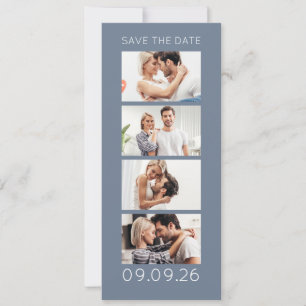 Foto-Streifen 4 Bilder QR Photobooth Hochzeit Blau Save The Date