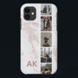 Foto Streifen rosa Marmor Personalisierte Initiale Case-Mate iPhone Hülle<br><div class="desc">Personalisieren Sie mit Ihren eigenen Fotos und Namen</div>