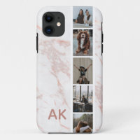 Foto Streifen rosa Marmor Personalisierte Initiale