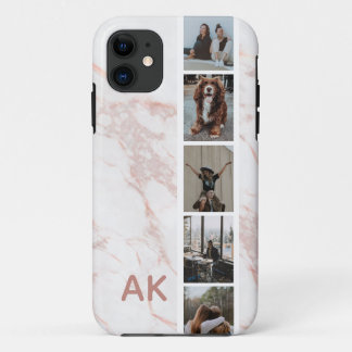 Foto Streifen rosa Marmor Personalisierte Initiale Case-Mate iPhone Hülle