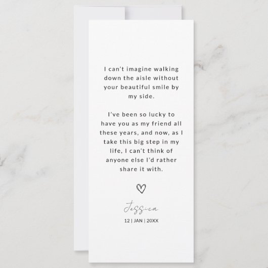 Foto Strip 3 Bilder Bridesmaid Vorschlag Card Save The Date (Rückseite)