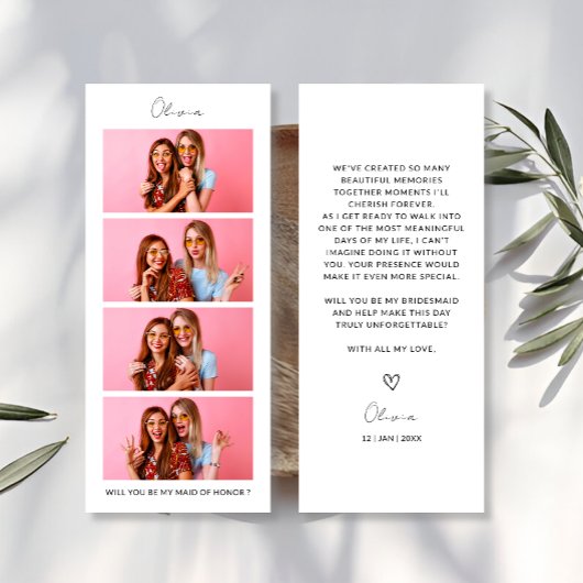 Foto Strip 4 Bilder Bridesmaid Vorschlag Card Save The Date