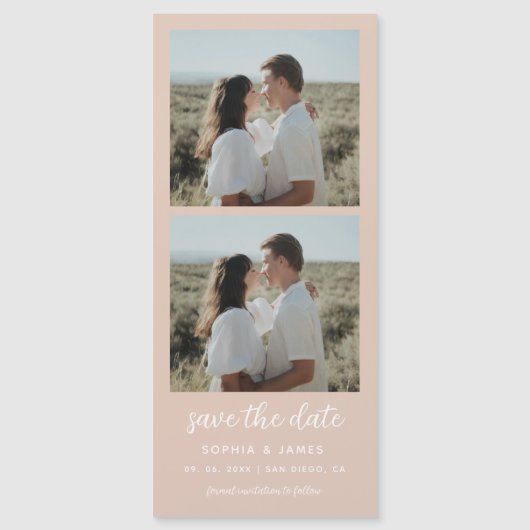 Foto Strip Beige Magnetische Hochzeit speichern da Magnetkarte (Vorderseite)