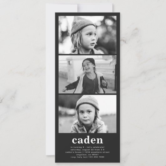 Foto Strip Einladung zum Geburtstag (Vorderseite)