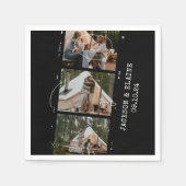 Foto Strip Modern Einfach 3 Foto Hochzeit Serviette (Vorderseite)