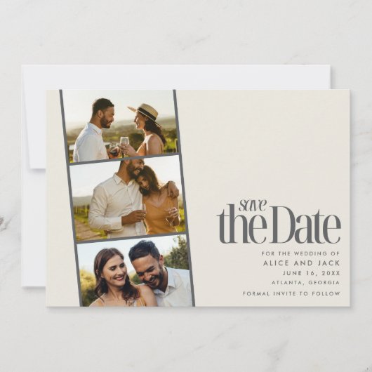 Foto Strip Moderne Hochzeit speichern das Datum Save The Date (Vorderseite)