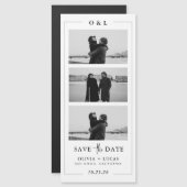 Foto Strip Monogram Border Magnetic Wedding Magnetkarte (Vorne/Hinten)