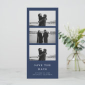 Foto Strip QR Code Navy Blue Wedding (Stehend Vorderseite)