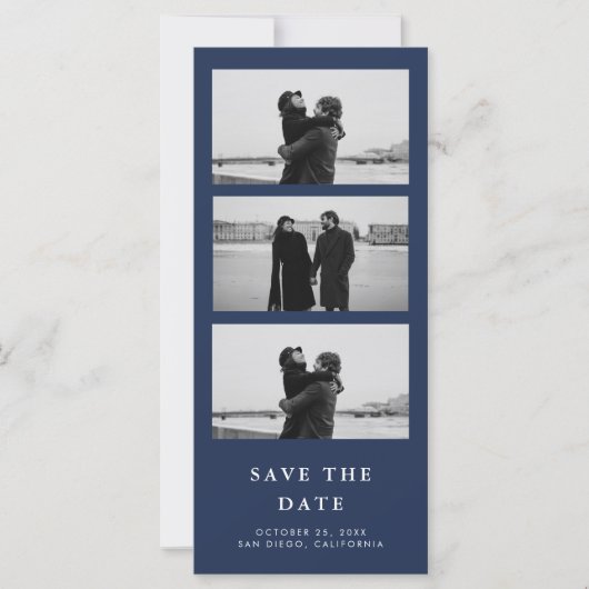 Foto Strip QR Code Navy Blue Wedding (Vorderseite)