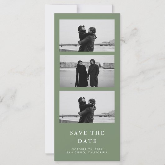 Foto Strip QR Code Sage Green Wedding (Vorderseite)