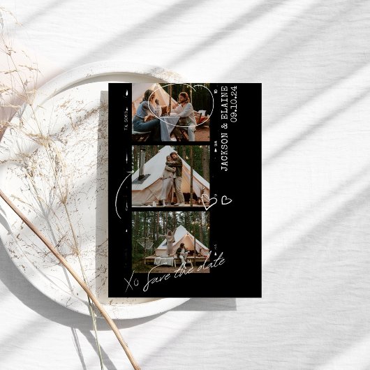 Foto Strip Trendy Modernes Foto Hochzeit Save The Date