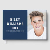 Foto Student Abitur Abschluss dunkelblau Gästebuch (Vorderseite)