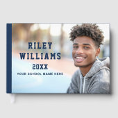 Foto Student Abitur Abschluss dunkelblau Gästebuch (Vorderseite)