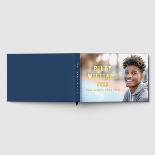 Foto Student Abitur Abschluss dunkelblau Gästebuch (Voll)