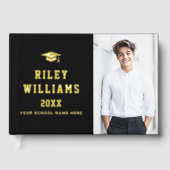 Foto Student Graduiertencap schwarz real Gästebuch (Vorderseite)