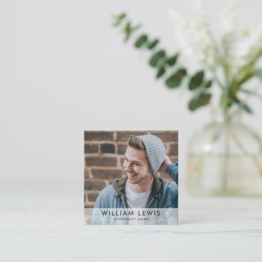 Foto Student Moderner Minimalistischer QR-Code Quadratische Visitenkarte (Stehend Vorderseite)