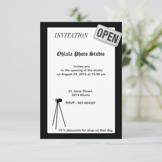 Foto Studio Einladung öffnen (Stehend Vorderseite)