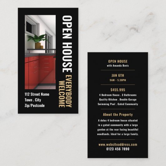 Foto Style Realtor Open House Werbekarten Visitenkarte (Vorne/Hinten)