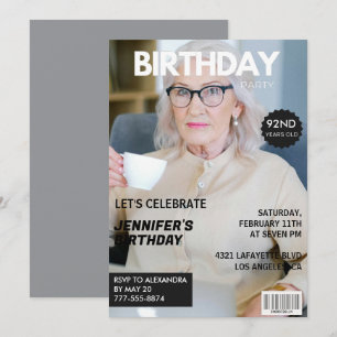 Foto Stylish Magazine Cover für ihren 92. Geburtst Einladung