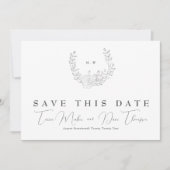 Foto Subtle Elegance | Classic Wreath Monogram Save The Date (Vorderseite)