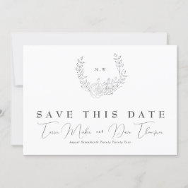 Foto Subtle Elegance | Classic Wreath Monogram Save The Date