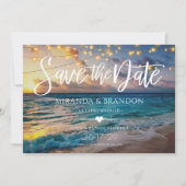 Foto Summer Sunset Tropical Beach Hochzeit Save The Date (Vorderseite)