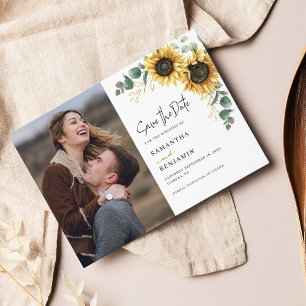 Foto Sunflower Eucalyptus Wedding Save The Date