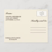 Foto Sunflower Rustic Blue Burlap Save the Date Ankündigungspostkarte (Rückseite)