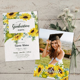 Foto Sunflower Script Graduation Party Einladung