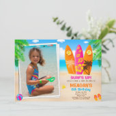 Foto Surfen Geburtstagseinladung Surft Party Einladung (Stehend Vorderseite)