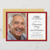Foto Surprise Retirement Party | Rot und Gold Einladung (Vorne/Hinten)