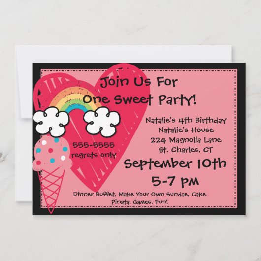 Foto Süße Leckereien Geburtstag Einladung (Rückseite)