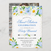 Foto Süßes Aquarell Blauer Blüten und Milchprodukt Einladung (Vorne/Hinten)